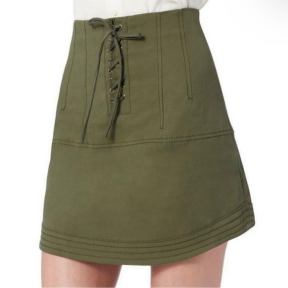 MARISSA WEBB GREEN LACE-UP CANVAS MINI SKIRT - Picture 4 of 7